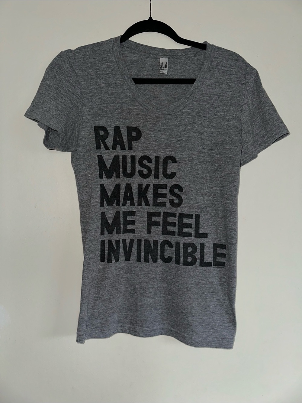 Jerzees Gray Graphic Crewneck Tee with Black Print